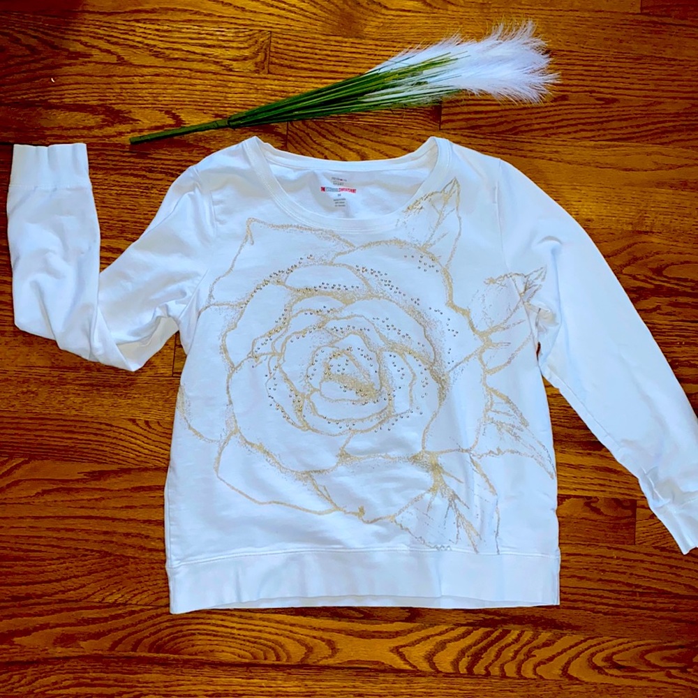 Beautiful White with Gold Rose Sweatshirt